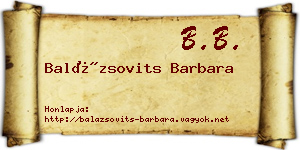 Balázsovits Barbara névjegykártya