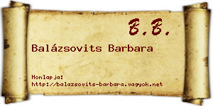 Balázsovits Barbara névjegykártya